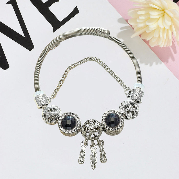Wholesale Dreamcatcher Beaded Bracelet for Women Black Alloy Electroplated Fashion Jewelry Accessory Gift