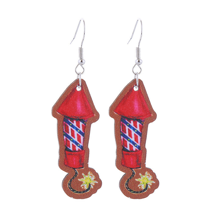 Wholesale Wooden Printed American Independence Day Earrings JDC-ES-ChouTteng013