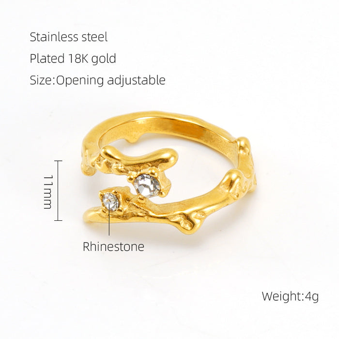 Wholesale Vintage titanium steel moonstone open adjustable ring