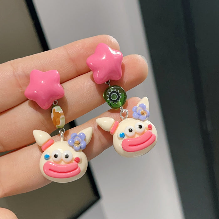 Wholesale Original new cartoon ugly doll silver needle fashionable and funny earring ear clip