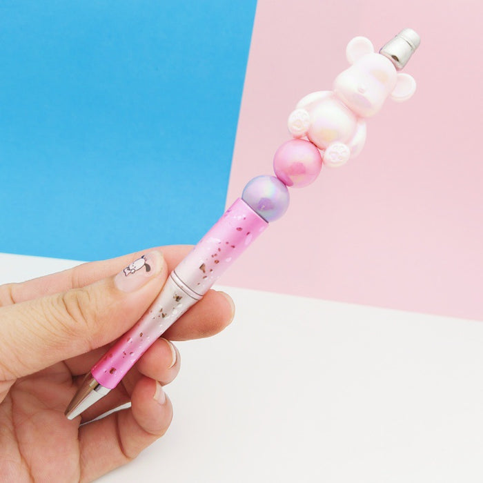 Wholesale Plastic Cartoon DIY Bead Pen Cute Bear Decompression Tube Bead Pen JDC-PN-GanCai004