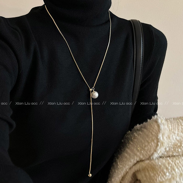 Wholesale  clavicle chain long sweater chain  retro personality necklace Gemstone Necklace