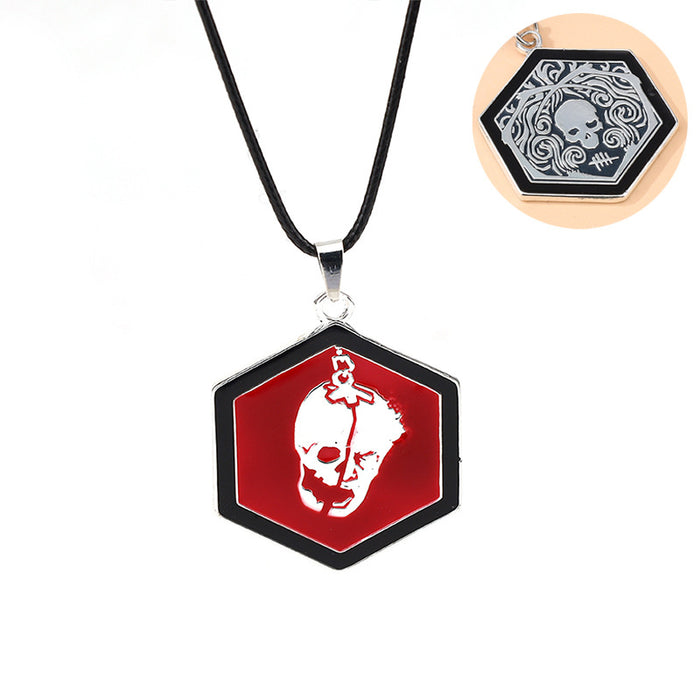 Wholesale Zinc alloy double sided skull keychain necklace