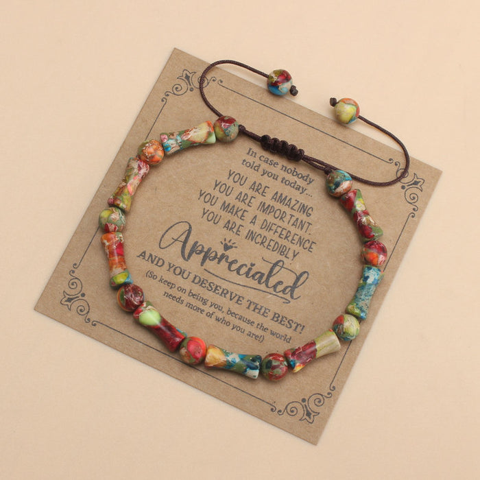 Wholesale Natural Stone Handmade Woven Bracelet with Bamboo Joint Design Unisex Jewelry MOQ≥2