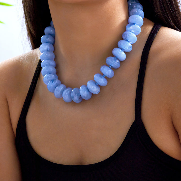 Wholesale Trendy Resin Bead Colorblock Necklace Fashion Jewelry Accessory