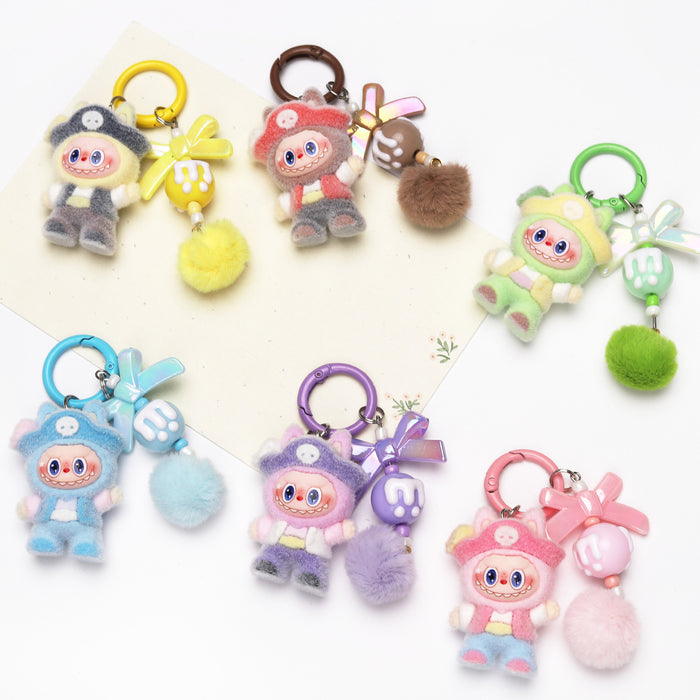 Wholesale Cute Resin Cartoon Flocked Keychain
