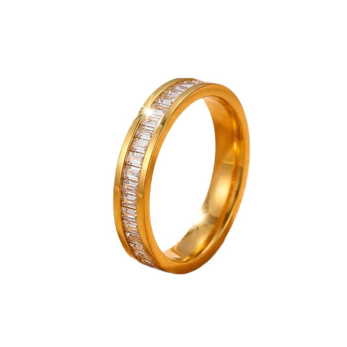 Wholesale Waterproof Stainless Steel Four-Leaf Clover Ring and Bracelet Set with Diamonds