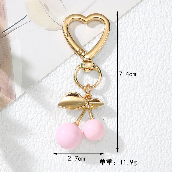 Wholesale Trendy Cherry Keychain Bag Charm Red Zinc Alloy Gift MOQ≥2