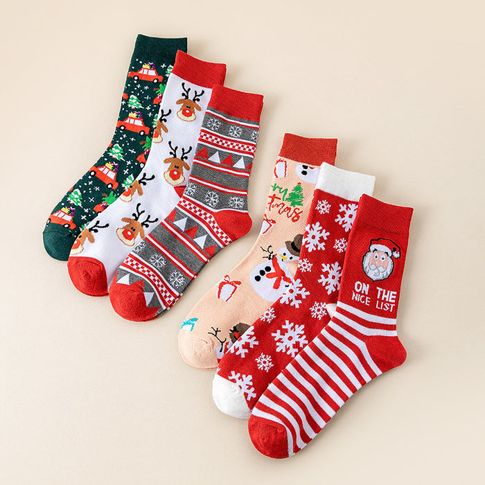 Wholesale Random Christmas Socks Snowman  Cartoon Mid-Calf Socks