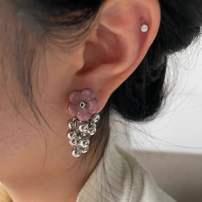 Wholesale Design flower handmade bead earrings, silver ear studs, ear clips for women