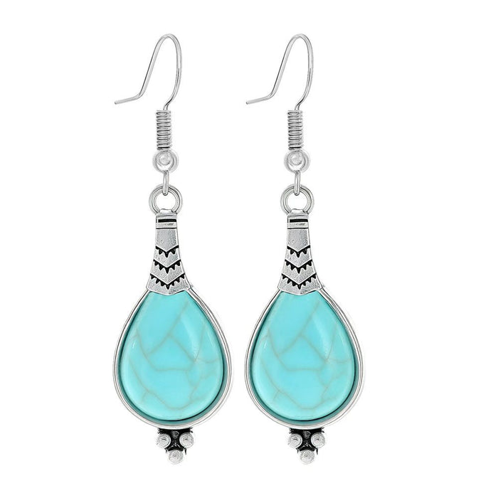 Wholesale Beach Vacation Geometric Alloy Earrings with Turquoise Acrylic Fashion Jewelry MOQ≥2