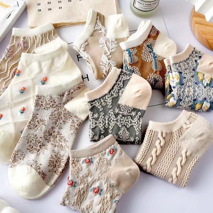 Wholesale Breathable and versatile short tube retro three-dimensional boat socks