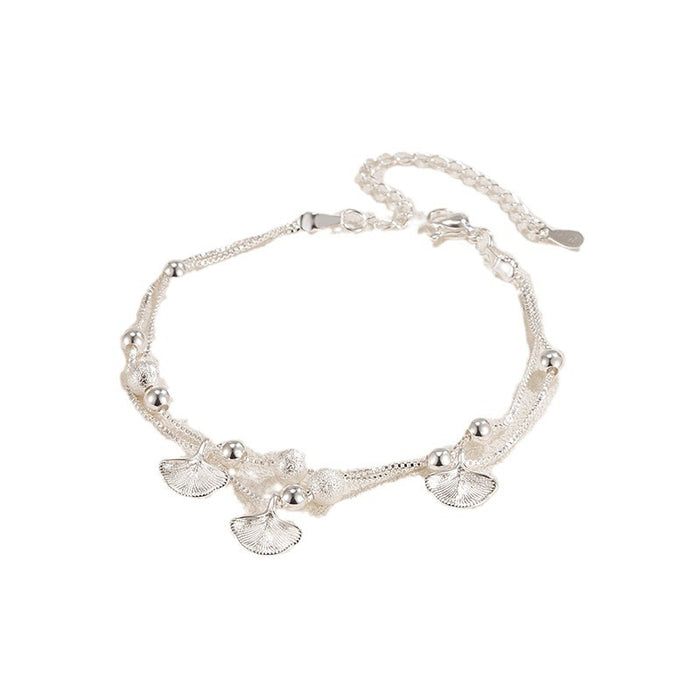 Wholesale Silver plated double-layer pendant bracelet, niche design, versatile