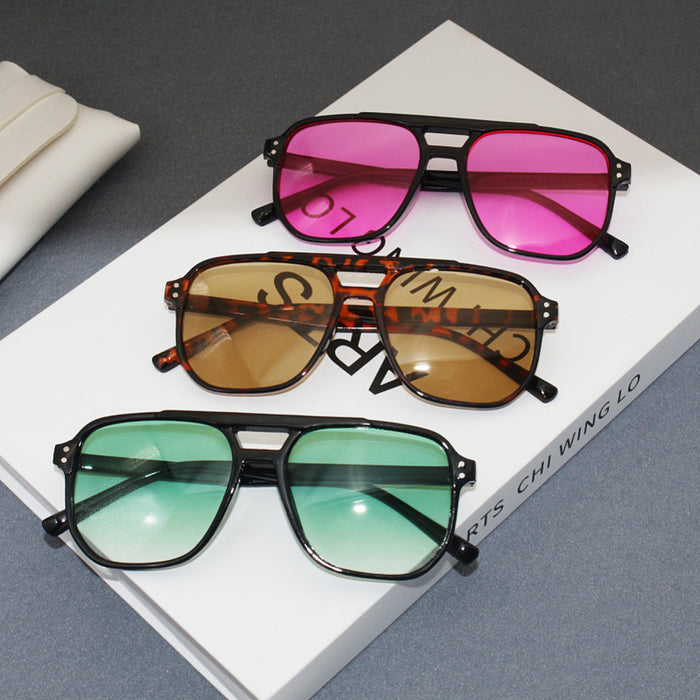 Wholesale Box sunglasses UV resistant retro double beam sunglasses