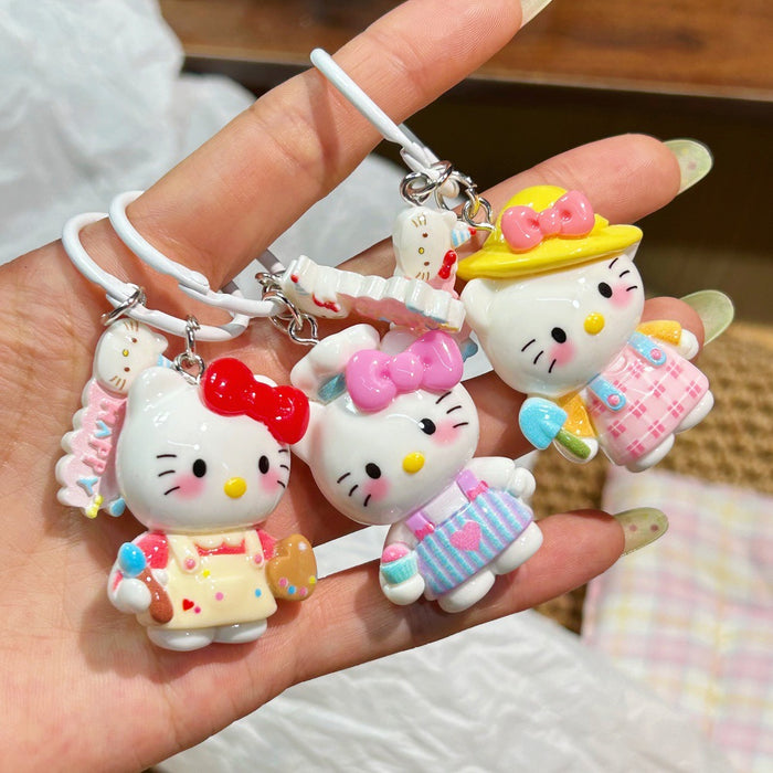 Wholesale Big Cartoon Cat Resin Keychain Cute Backpack Charm Gift MOQ≥2