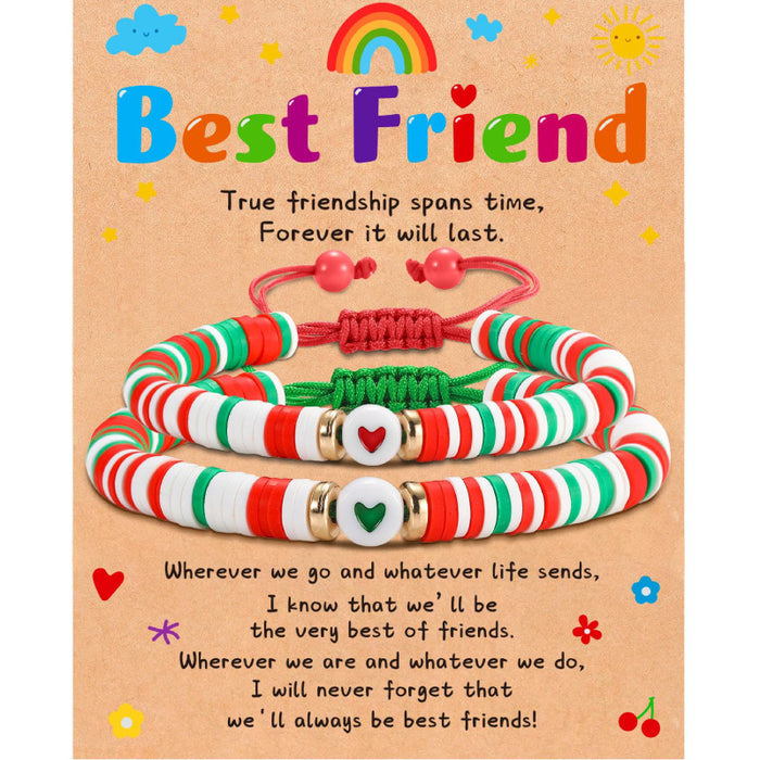 Wholesale Friend Card Woven Bracelet Friend Colored Soft Ceramic Love Bracelet Stretchable Friendship Woven Bracelet