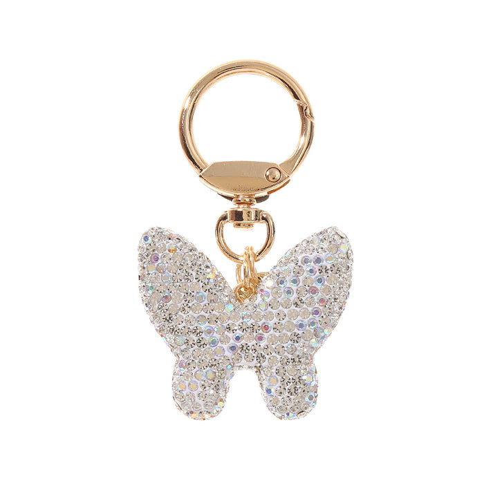 Wholesale diamond butterfly keychain female full diamond couple butterfly keychain ring bag pendant