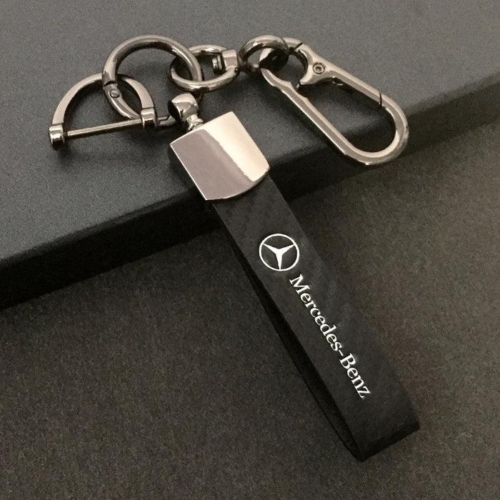 Wholesale Car keychain carbon fiber leather strap car keychain hanging rope