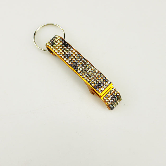 Wholesale Rhinestone Nature Style Alloy Beer Bottle Opener Keychain Grey Car Key Accessory Gift