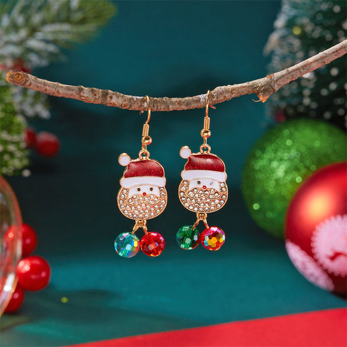 Wholesale Pearl Snowman Earrings Simple High-end Christmas Hat Snowflake Diamond Earrings