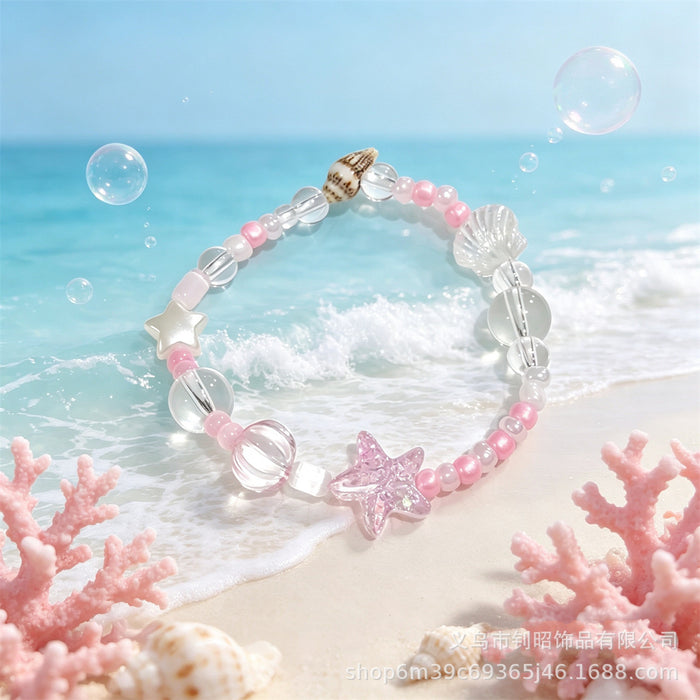 Wholesale Ocean Wind Glass Shell Beaded Bracelet Trendy Fashion Accessory