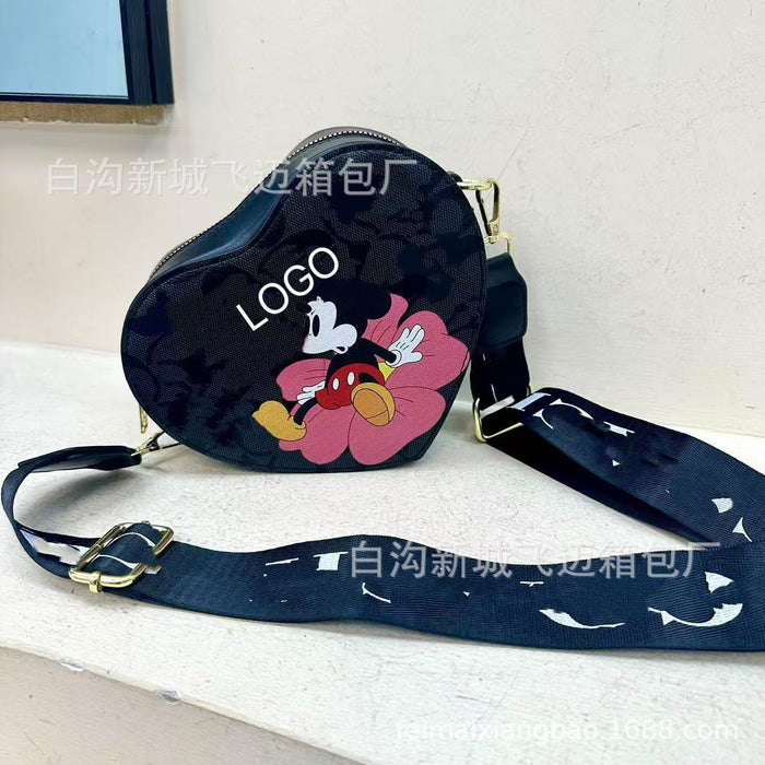 Wholesale Cute heart-shaped cartoon pattern large-capacity commuter crossbody shoulder bag