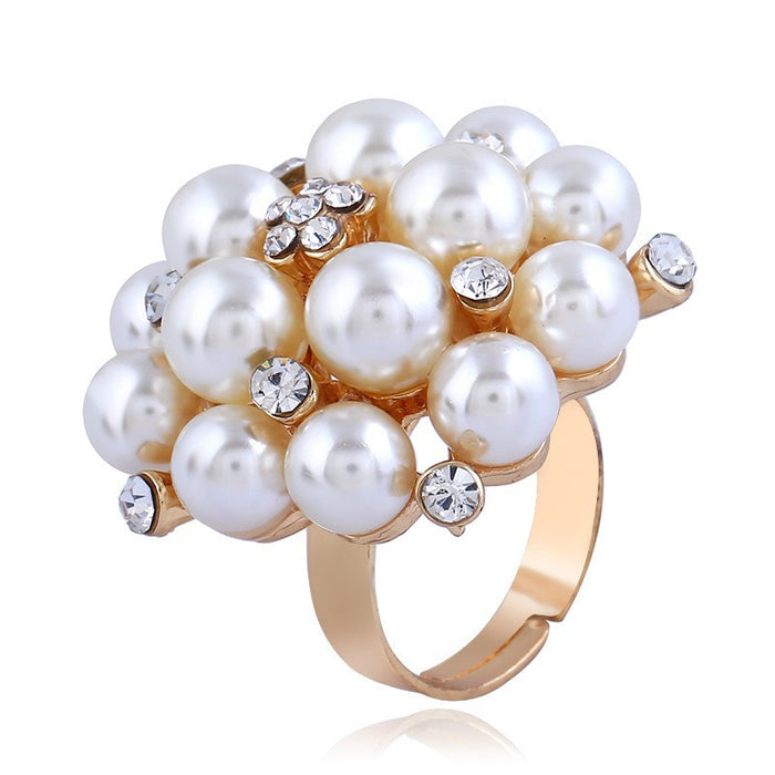 Wholesale popular jewelry Amazon popular fashion ring open adjustable pearl ring