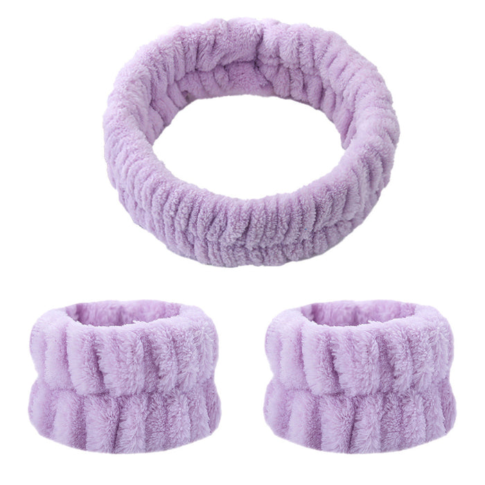 Wholesale Hairbands and Wristbands Set Hot Selling Women' s Face Wash Non-Slip Headband Pleated Hair Accessories Hairbands