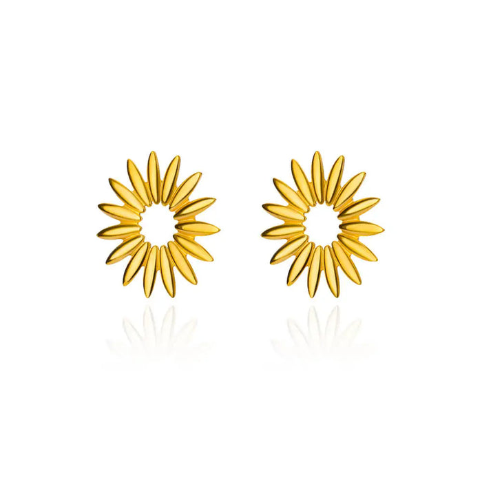 Wholesale Titanium steel fan-shaped sunburst earrings with a stylish