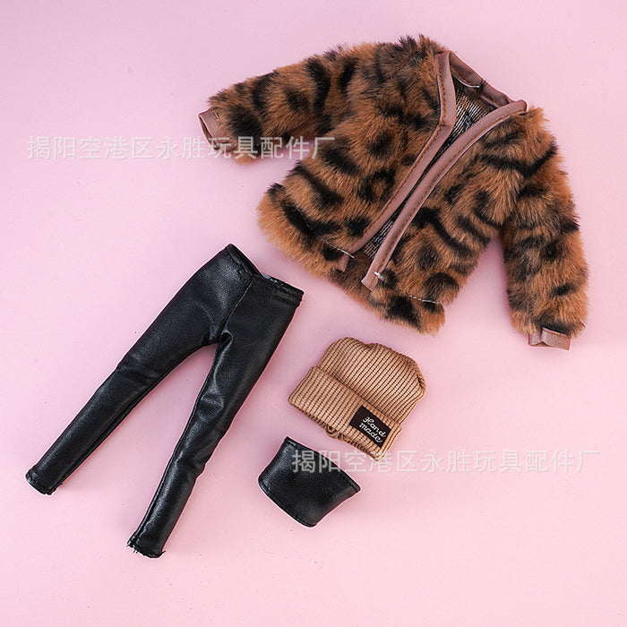 Wholesale Leopard Print Plush Vest et Skirt suit