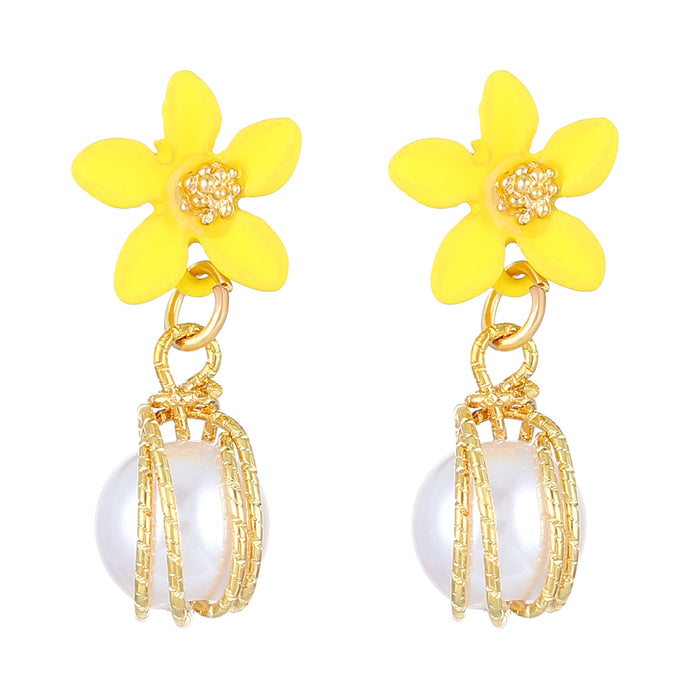 Wholesale Pearl Florets Alloy Earrings JDC-ES-QingWen002