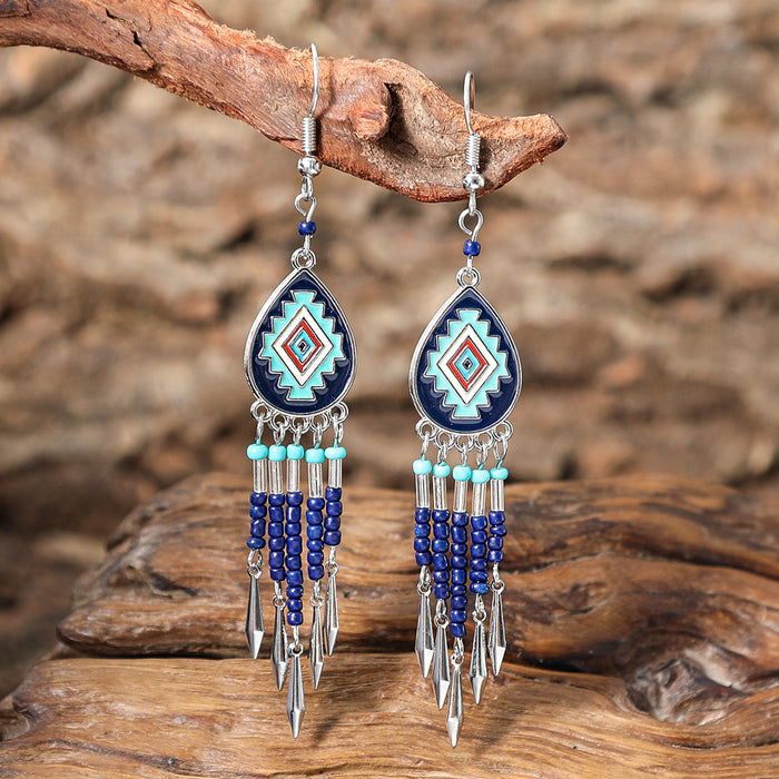 Wholesale Bohemian Geometric Hollow Tassel Earrings for Party Fashion Accessory MOQ≥2
