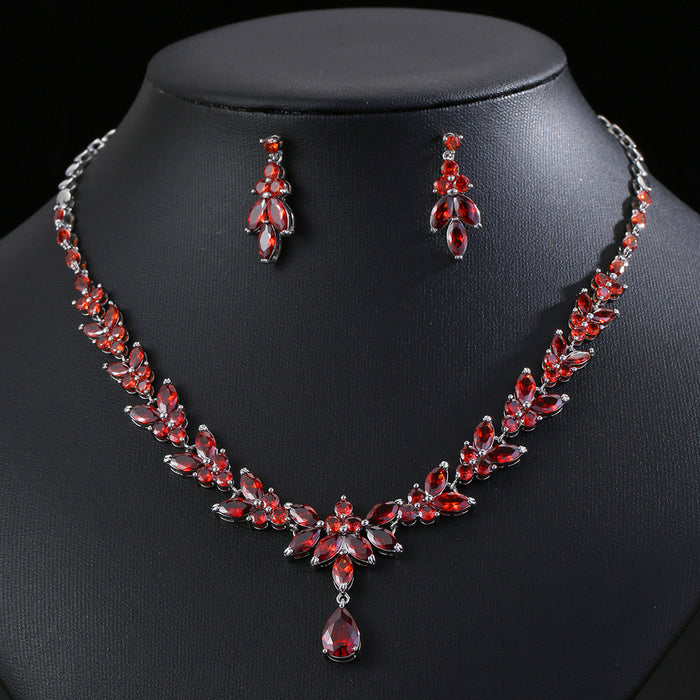 Wholesale Zircon Necklace Earrings suit Accessories Women' s Holiday Wear