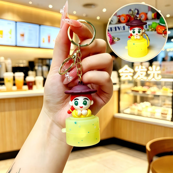 Wholesale Cartoon Metal Keychain Night Light Decorative Bag Charm Gift for Students Couples MOQ≥2