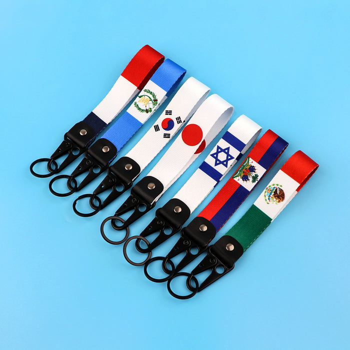 Wholesale  simple world flag  alloy car keychain pendant