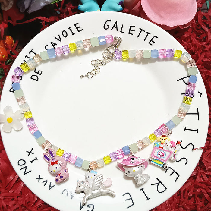 Wholesale Biling Shiny Crystal Necklace Elegant Cat Resin Cartoon Short Necklace Neck Chain for Women