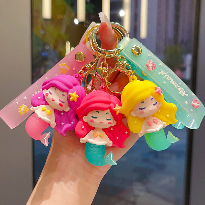 Wholesale Cartoon mermaid keychain pendant cute mermaid doll car key chain bag pendant small gift
