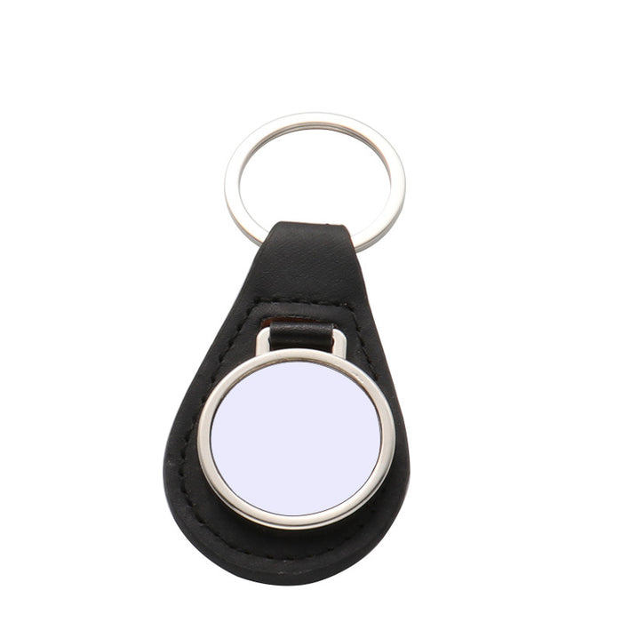 Wholesale Blank aluminum heat transfer photo keychain pendant leather color printing