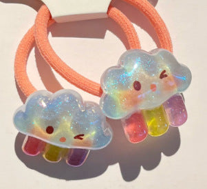 Wholesale Glittery glow-in-the-dark cute princess beaded hair tie