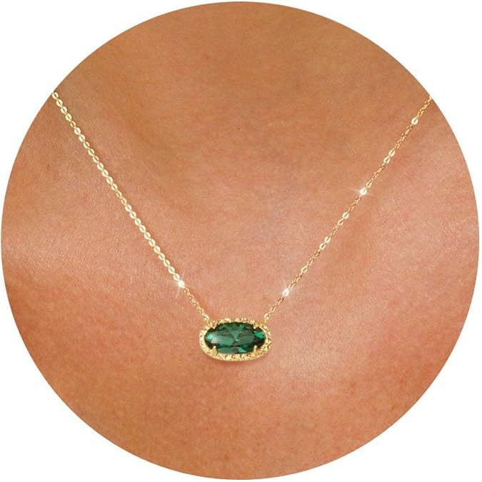 Wholesale Gilded exquisite pendant necklace, oval gemstone crystal, light luxury item