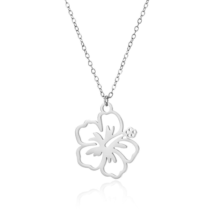 Wholesale New stainless steel necklace, fashionable hollow flower pendant necklace, collarbone chain wholesale
