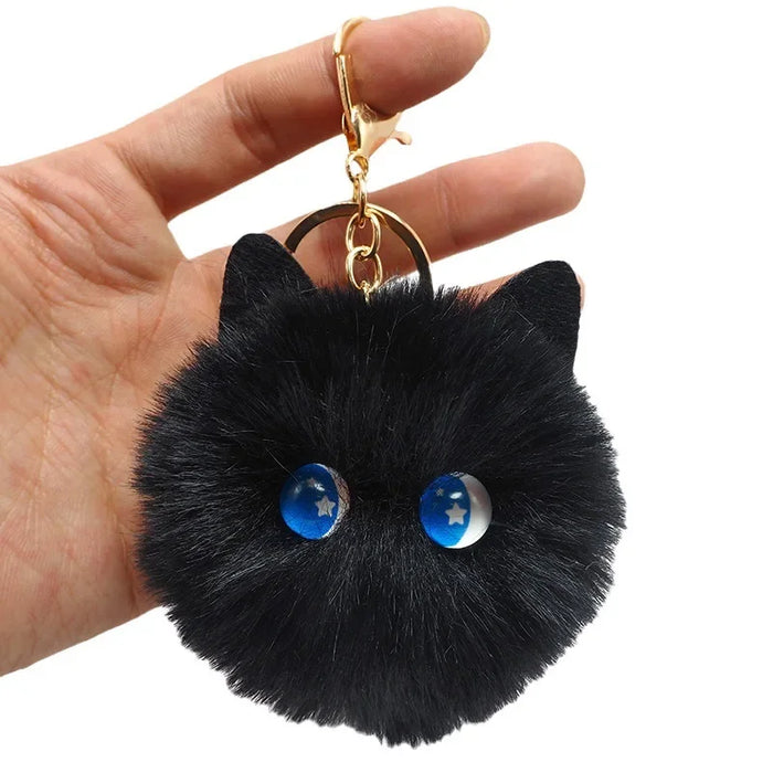 Wholesale Handmade cartoon cat plush pendant, furry ball, car keychain, backpack ornament