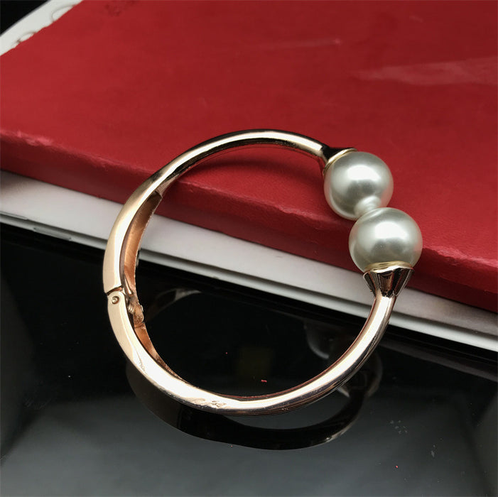 Wholesale Alloy Simple Double Pearl Bracelet JDC-BT-FaX004