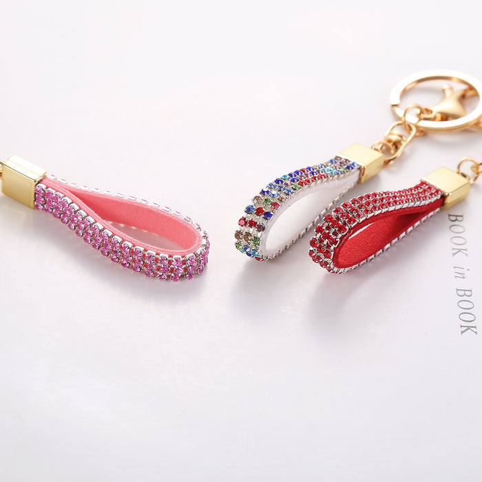 Wholesale Diamond keychain anti-loss decorative bag pendant car key rope headset chain jewelry