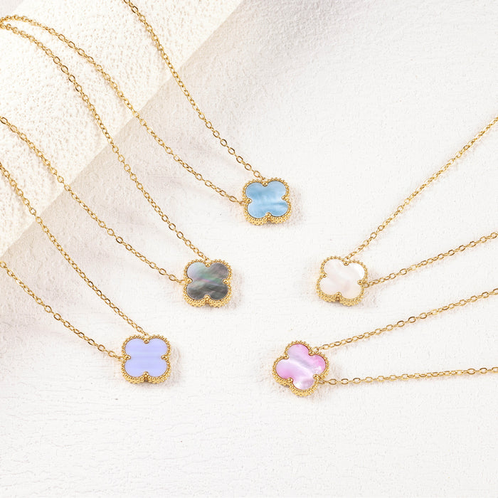 Wholesale Stainless Steel Gold-Plated Four-Leaf Clover Necklace