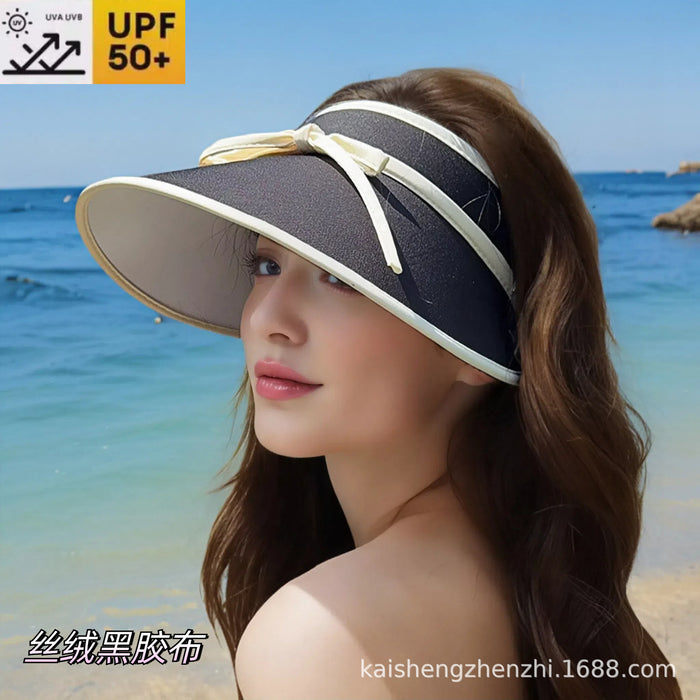 Wholesale Sunscreen strap bow, empty top riding sun hat