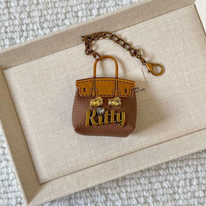 Wholesale Handmade leather small bag keychain