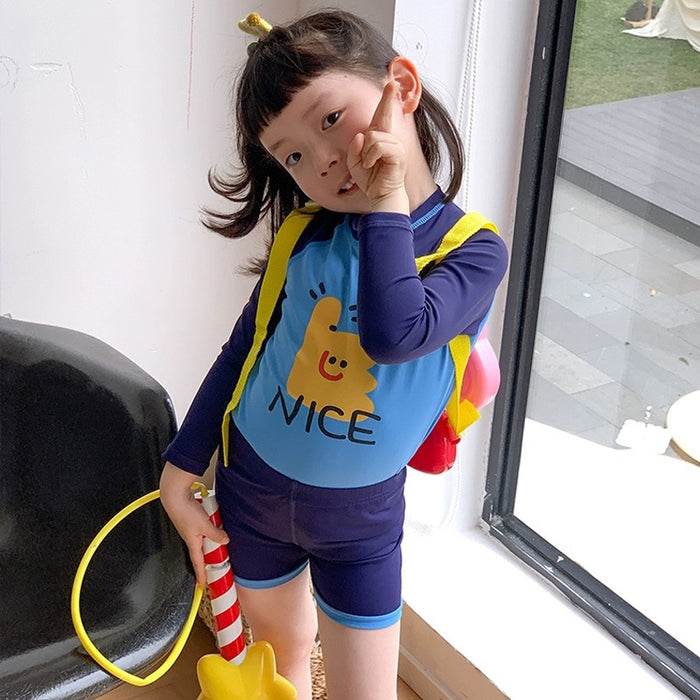 Wholesale Children's swimwear, sunscreen quick drying long sleeved swimsuit, split body western-style swimming suit