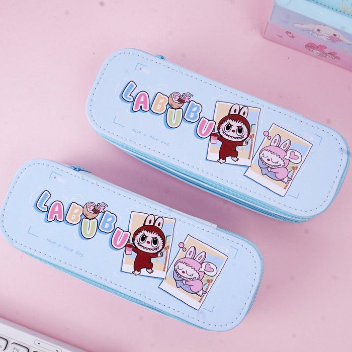 Wholesale Cute Double Layer Cloth Pencil Case Large Capacity