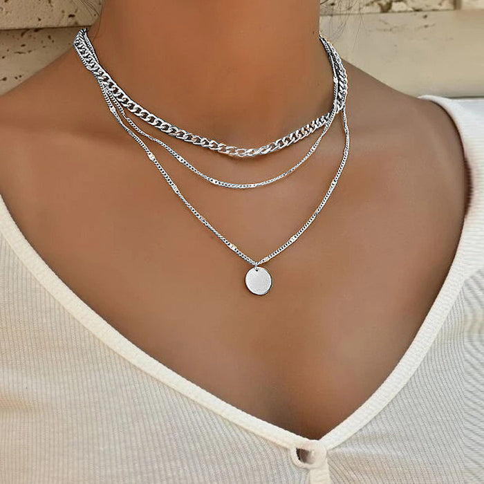 Wholesale Multi-Layer Sun Pendant Necklace Gold Alloy Trendy Fashion Accessory